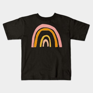 boho rainbow graphic - cow print, yellow and pink Kids T-Shirt